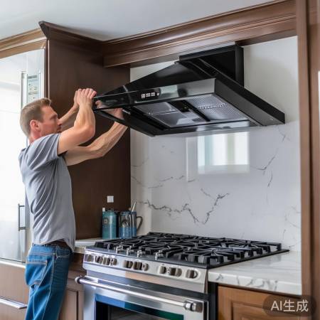 安装新侧吸油烟机中