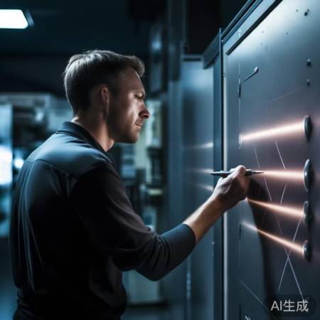 标记保险柜底部均匀四点