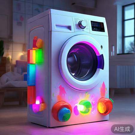 洗衣机添彩饰,夜晚更炫酷。