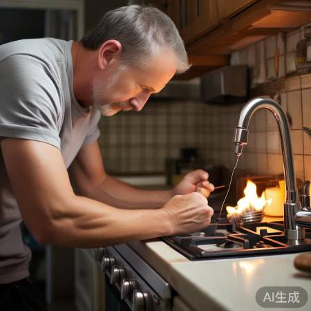 燃气喷嘴堵塞?细铁丝、检查压力