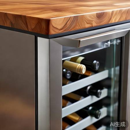 红酒柜材质：不锈钢、玻璃、实木