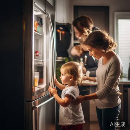 减少冰箱门开合,节约冷气。