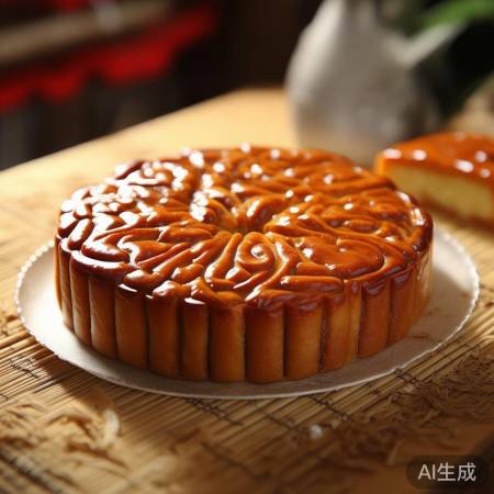 金黄月饼香四溢，一口酥脆馅料香