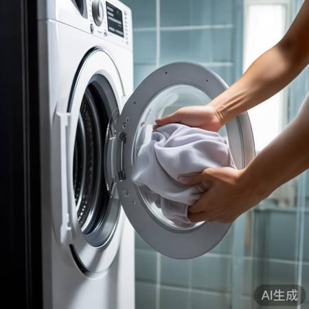 勿塞大件衣物，伤洗衣机锁。