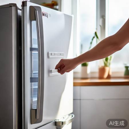 “少开冰箱门,节能又省电”