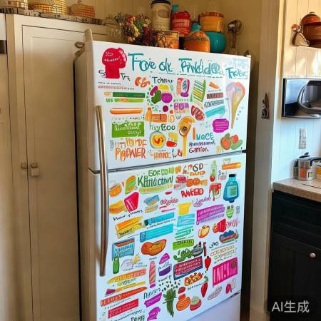 冰箱胶带变美食地图，温馨祝福溢