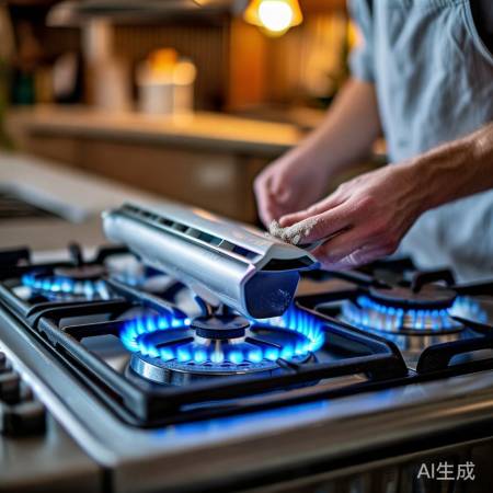 燃气灶进风口清理，火焰才蓝。