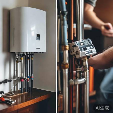 壁挂炉安装,管道连接牢固防泄漏